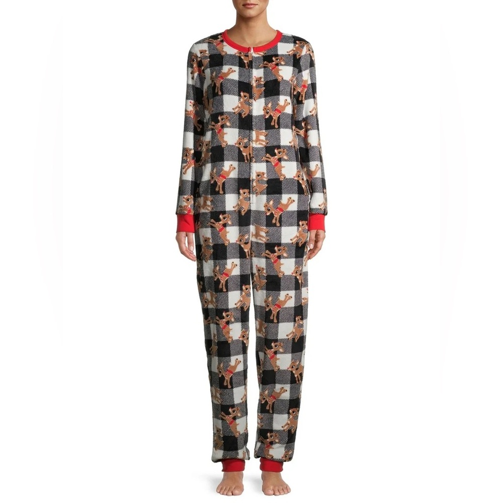 Cozy Red and Black Plaid Women's Pajama Onesie